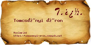 Tomcsányi Áron névjegykártya